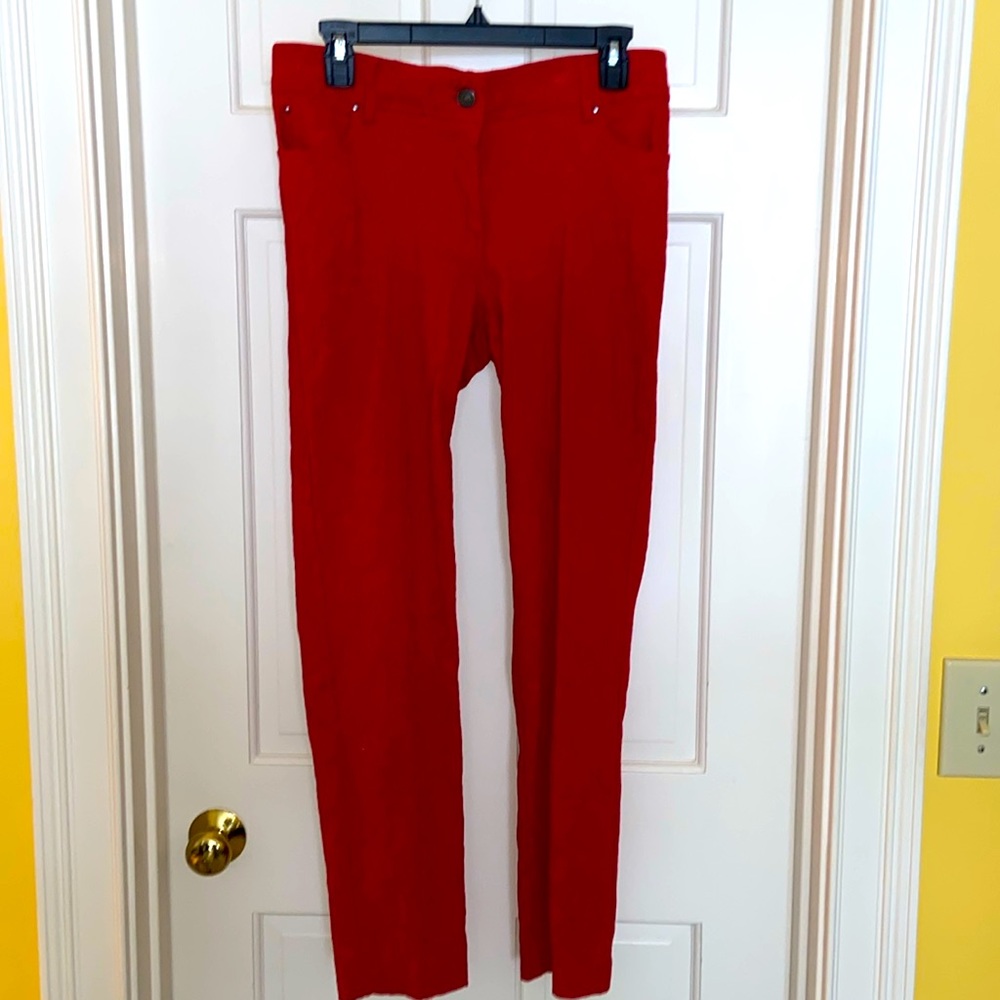 Verve blues Bright Red Skinny Straight Stretch Ankle Pants